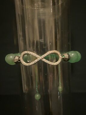 Infinity Crystal Bead Bracelet in Green